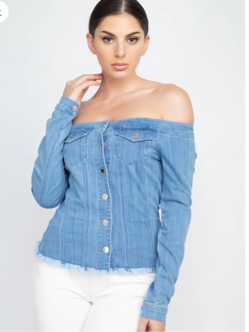Final price $10 no offers Off-Shoulder Light Blue Denim Jacket top